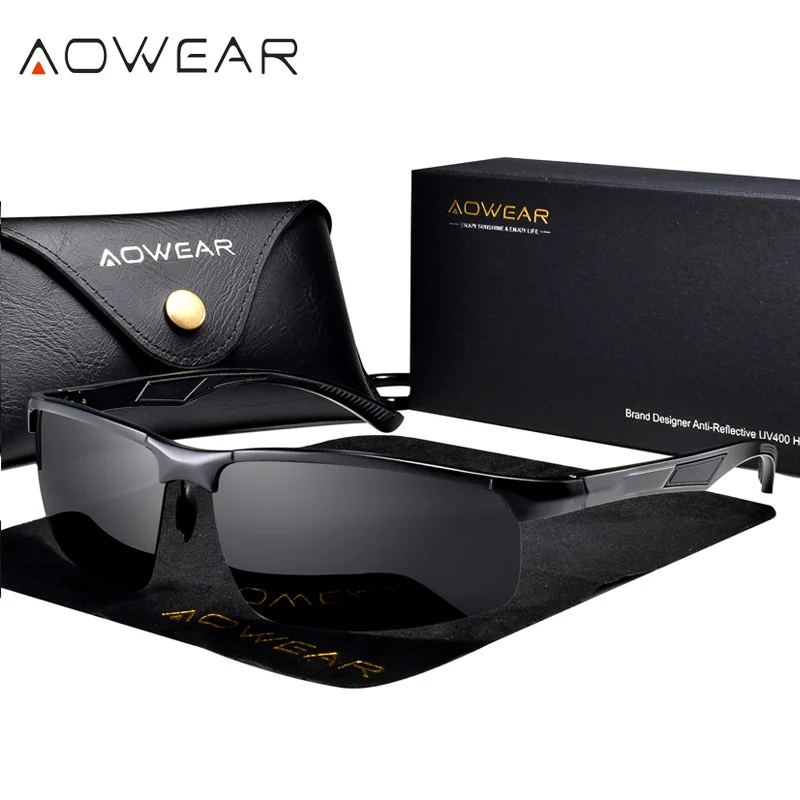 Солнцезащитные очки AOWEAR Мужские поляризационные роскошные спортивные