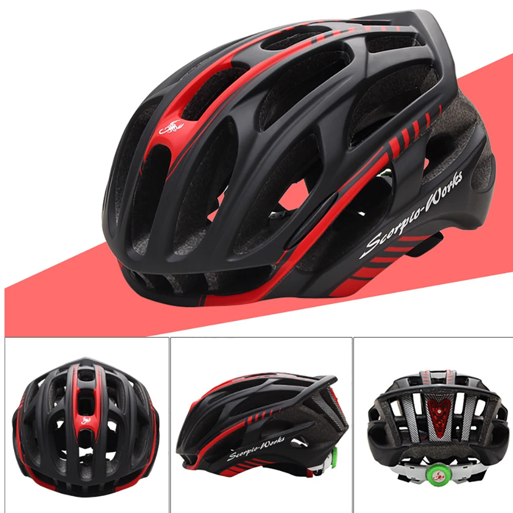 Bicycle Helmets Cover with LED Warning Tail Light Adjustable Ultralight Stable Mountain Bike Helmet Men Safety Protection Gear