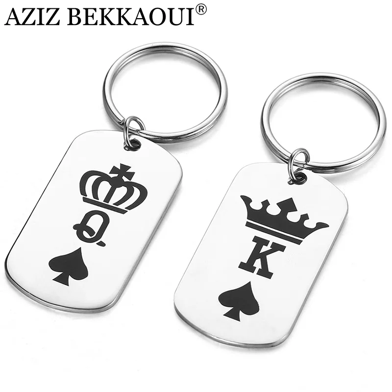 Азиз BEKKAOUI K &amp Q брелки с короной гравировка имя собаки бирка из нержавеющей стали