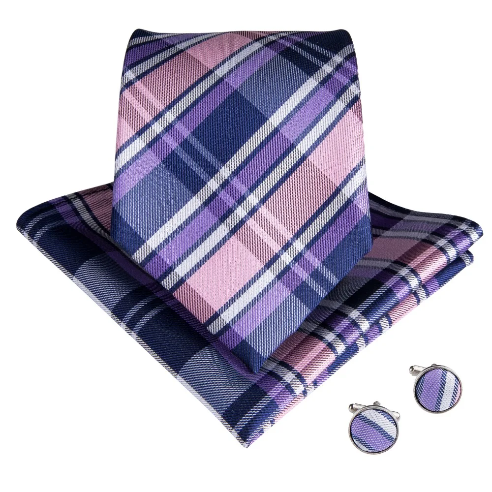 Мужской галстук в клетку DiBanGu темно синий фиолетовый розовый SJT 7021 для деловой