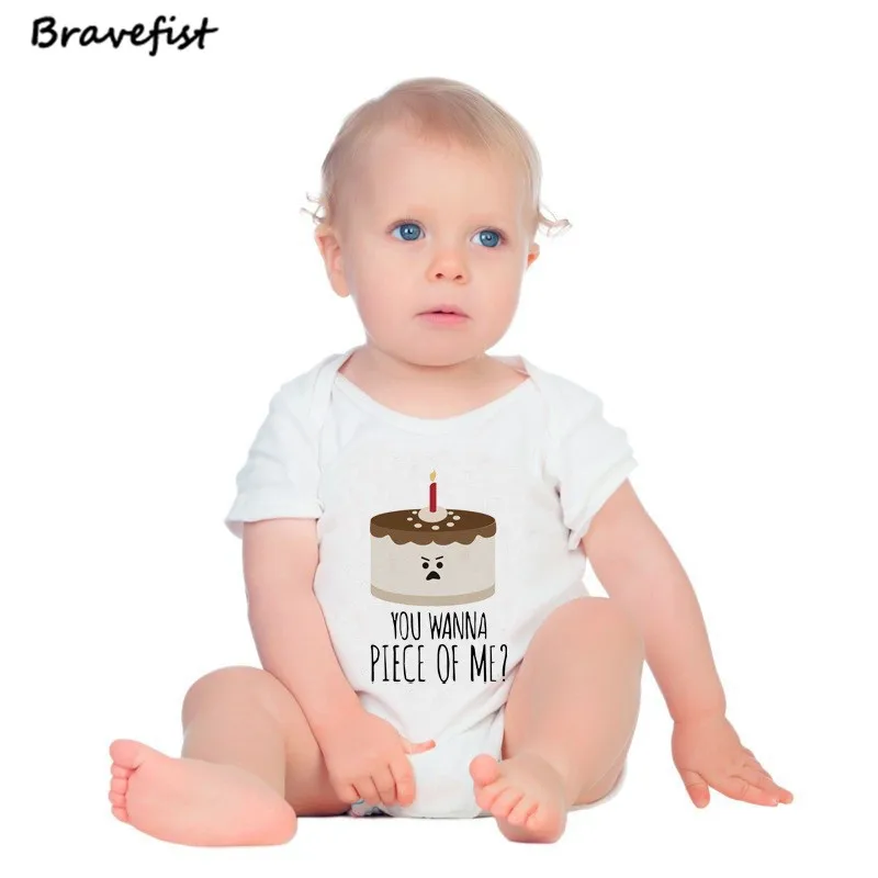 

Cute Newborn Bodysuits Toddler Baby Boys Girls Cotton Short Sleeve Happy Birthday Cake Printed Jumpsuit Bodysuit Clothes Outfits