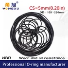 Черное уплотнительное кольцо NBR CS5mm OD105110115120125150250*5 мм, прокладка NBR, механическое уплотнительное резиновое масляное кольцо