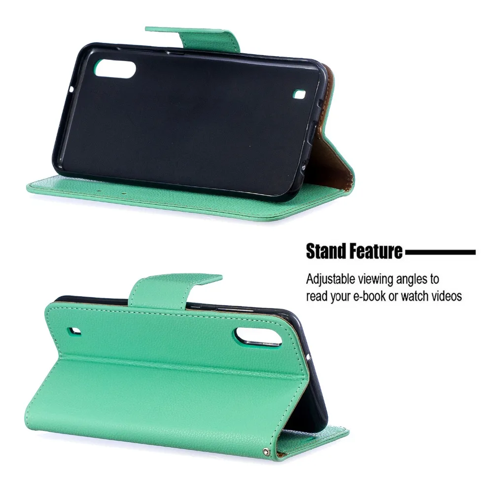 Flip Wallet Cover For Samsung Galaxy A50 Case A70 A40 A30 A20 A10 Matte Litchi Leather 2 Color Stitching | Мобильные телефоны и