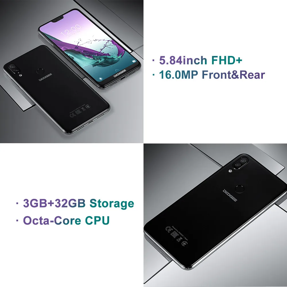 DOOGEE N10 смартфон с восьмиядерным процессором ОЗУ 3 ГБ ПЗУ 32 5 84 дюймов FHD + 19:9 16 Мп