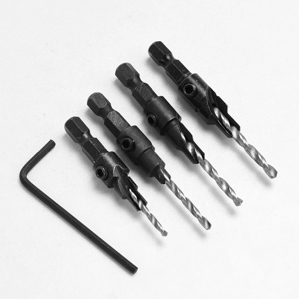 4 шт. HSS столярные зенковки сверло набор Деревообрабатывающие инструменты +