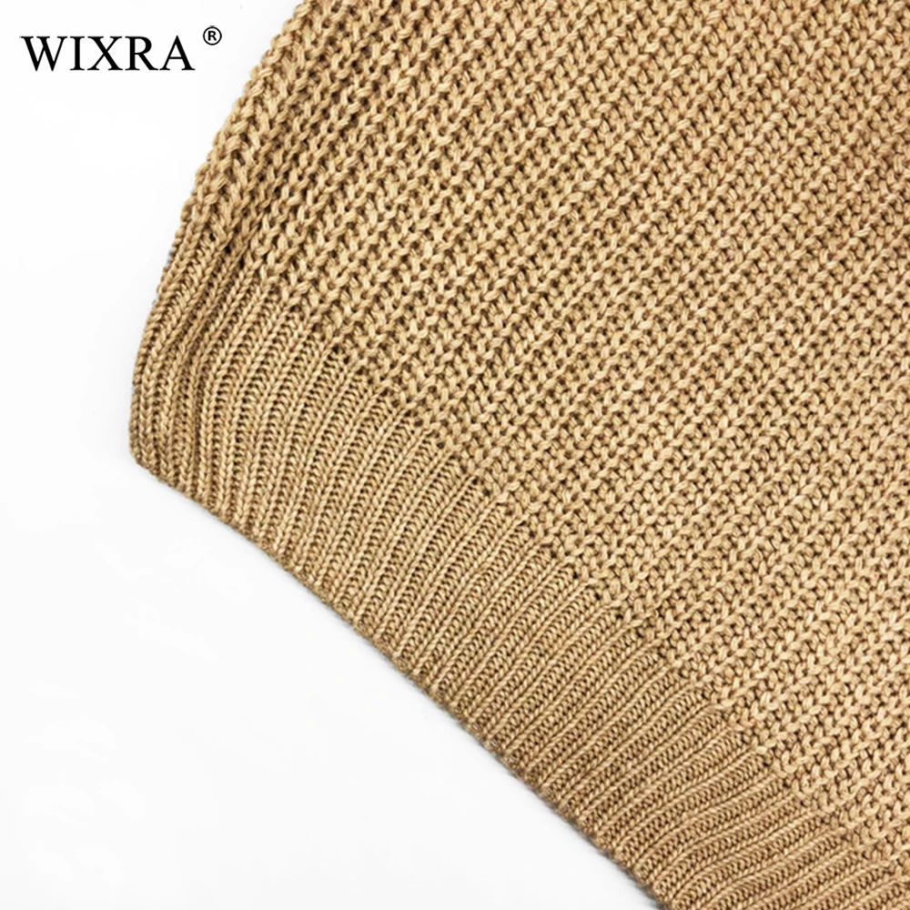 Wixra повседневные женские свитера 2018 Осень-зима одноцветные сексуальные с вырезом