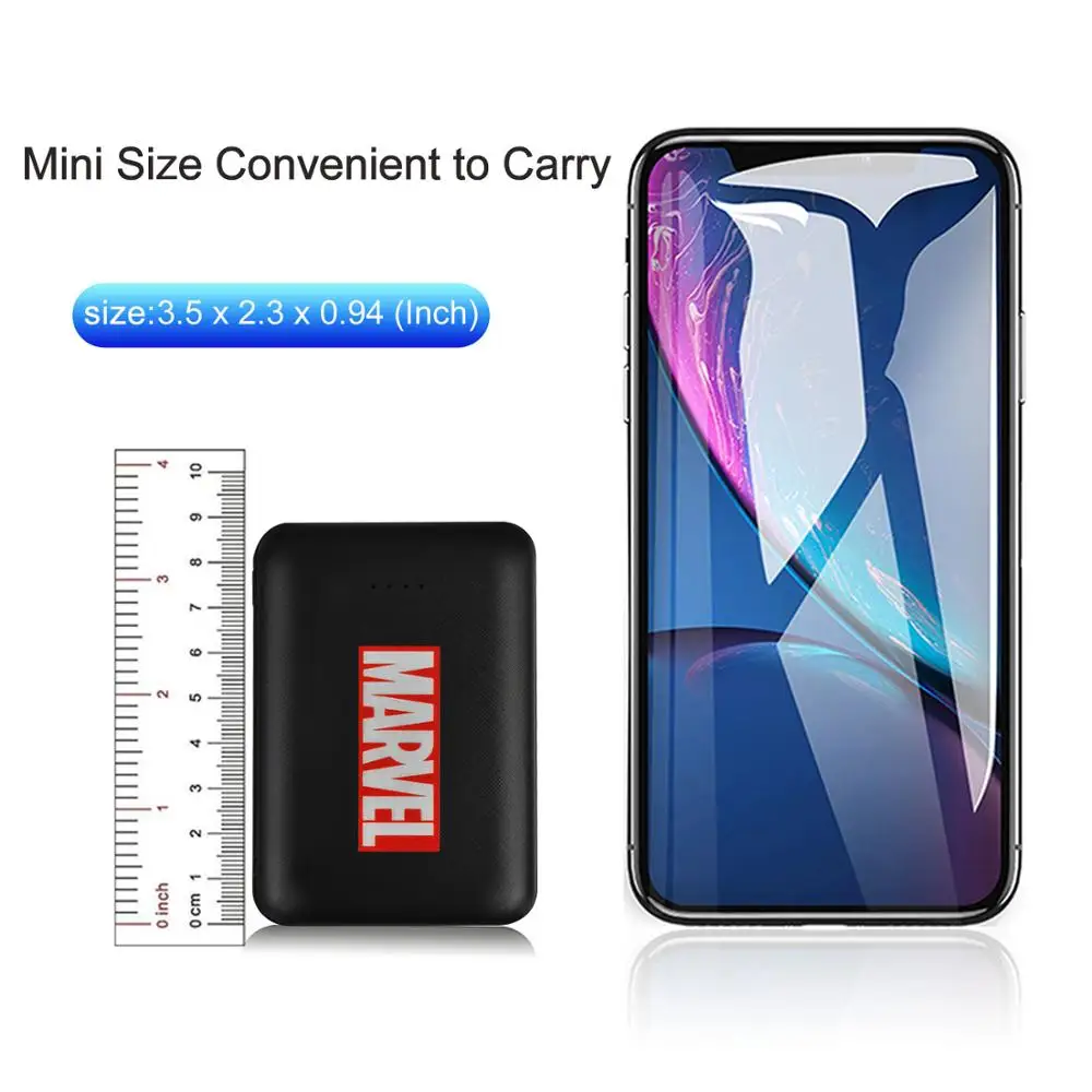 10000 мАч Мини банк питания Mirco USB Intput Быстрая зарядка Marvel Мстители портативное зарядное устройство двойной USB быстрый выход повербанк портативное зарядное устройство