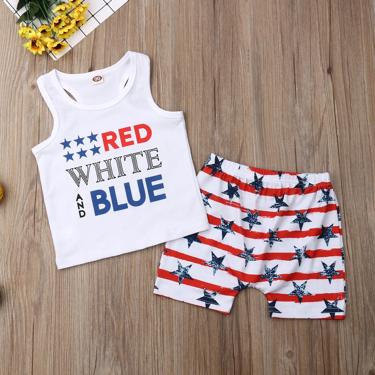 Independence Day Toddler Boys Kids Clothes Sets Sleeveless Vest T-shirt Top+Pants Outfit | Детская одежда и обувь