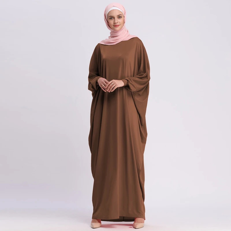 Brown Robe Кафтан абайя Дубай ислам Турция длинный мусульманский хиджаб платье Абая для женщин Кафтан марокаин турецкая исламская одежда джилбаб мослима - Цвет: Brown Robe
