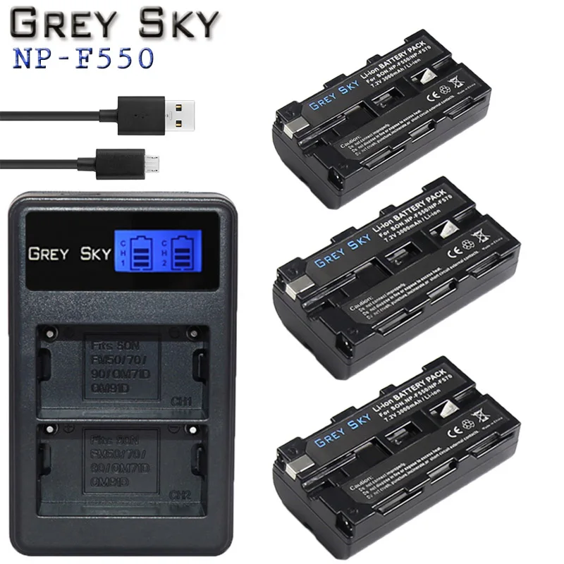charger and 3battery 4 шт. NP-F570 NP-F550 NP-F330 NP F550 NP F330 F750 Батарея+ двойное зарядное устройство для sony CCD-SC55 CCD-TRV81 DCR-TRV210 MVC-FD81 Hi-8 - Цвет: charger and 3battery