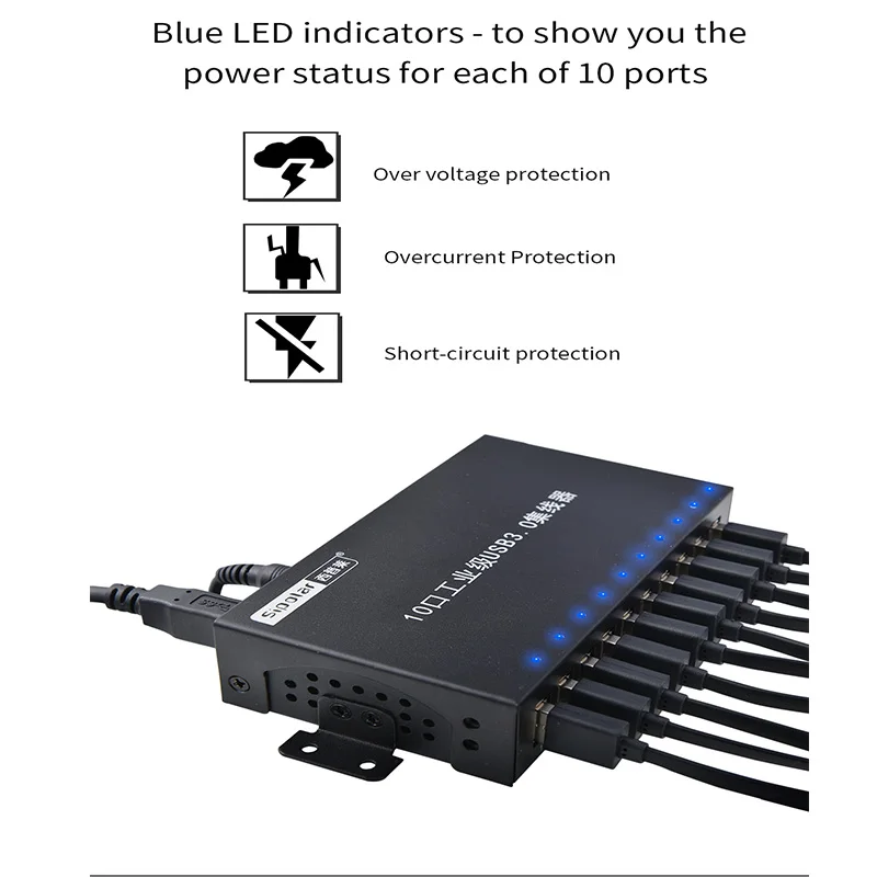 Sipolar 10 портов Мульти USB 3,0 концентратор высокая скорость передачи данных быстрое зарядное устройство разветвитель внешний 12V5A адаптер питания для телефона планшета