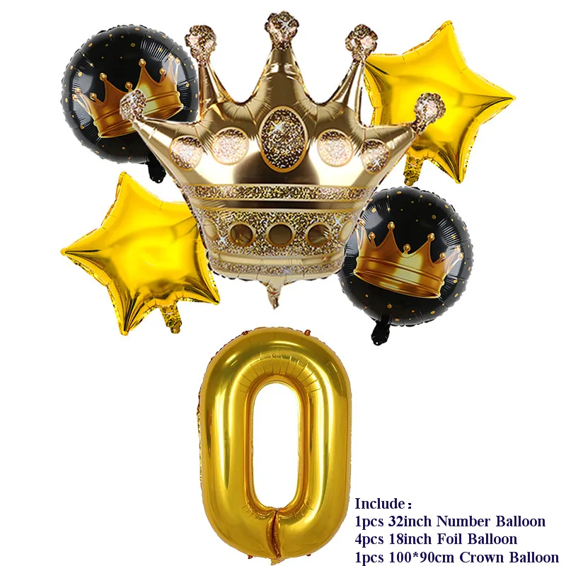Насыщенный сапфировый 5pcs 30 inch Gold Number Foil Balloons Gold Crown 0-9 Digit Air Ballon Kids Birthday Party Decorations Anniversary Supplies Ball - Цвет: Насыщенный сапфировый