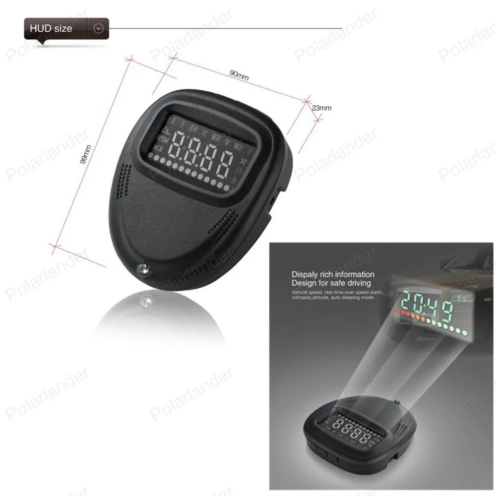 

2016 Universal car HUD GPS A1 Head Up Display vehicle alarm security system Speedometer KMH/MPH Overspeed For All Vehicle