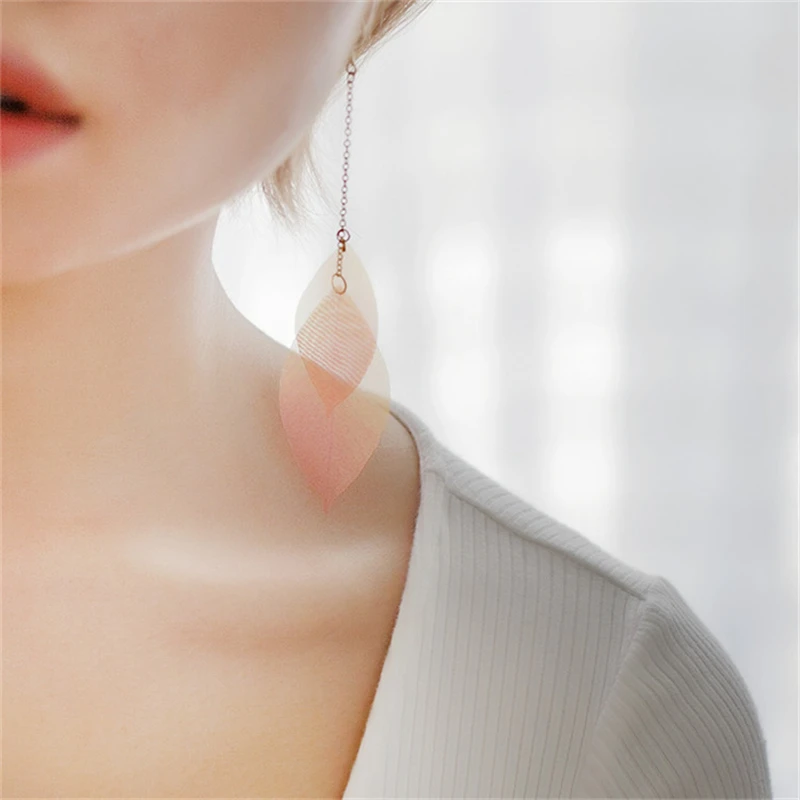 Doreen Box женская новая модная пряжа листья висячие серьги светло оранжевый синий