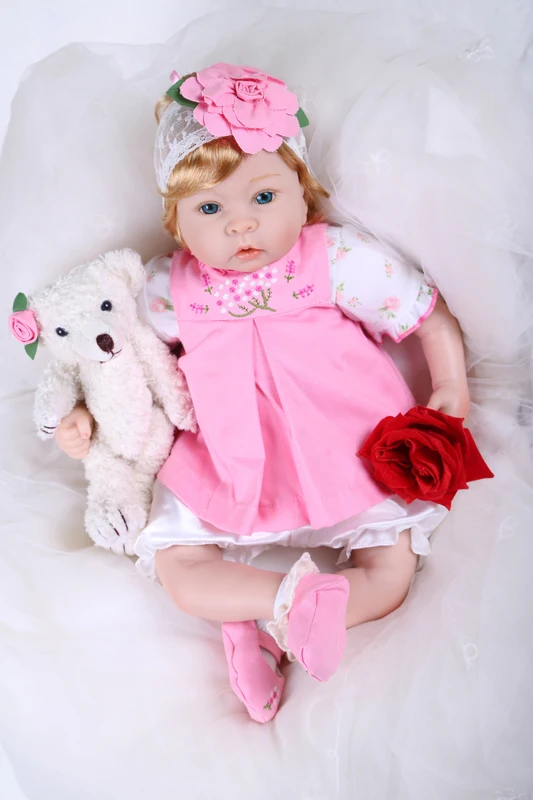 Силиконовые куклы Reborn Baby красивая виниловая кукла с медведем для девочек