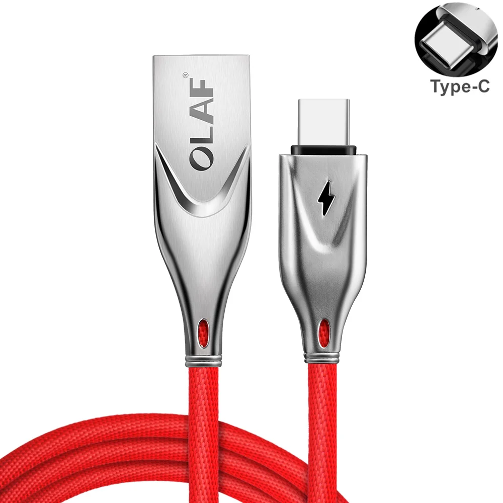 Олаф usb type C кабель для быстрой зарядки USB C кабель для передачи данных type-c кабель для зарядного устройства USB для samsung S9 S8 Note 9 8 Xiaomi mi8 huawei USB-C - Цвет: Red