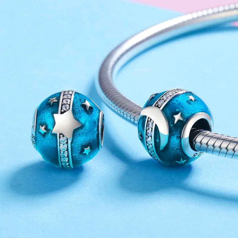 DALARAN New Popular Boutique Jewelry 925 Silver Charm Beads Moon Galaxy Night Sky Fashion Wild Assembled Bracelet Accessories | Украшения и