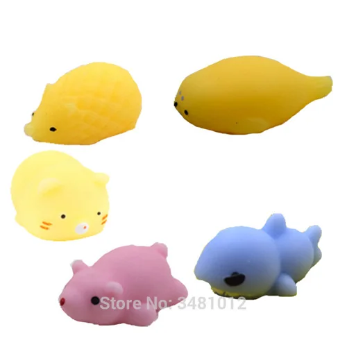 squishy mochi J 5 шт./компл. мягкий при нажатии Mochi Cat антистрессовые кальсоны Акула мягкии Kawaii животные антистресс рельеф забавные игрушки для детей - Цвет: squishy mochi J