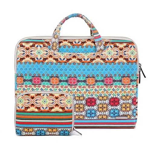 Bohemian 1 Красный синий лист ноутбук handag мягкая Холщовая Сумка для ноутбука 12 13,3 15 15,6 Компьютерная сумка-слинг рукав для macbook pro - Цвет: Bohemian 1