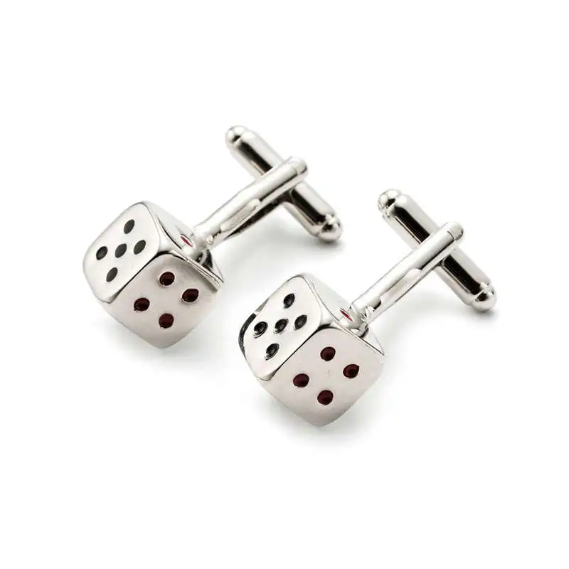 Vagula High Quality Square Silver Plated Dice Tie clip &amp Cufflinks Drop Glue Classical Wedding Cuff link 365 Funny Cuffs | Украшения и