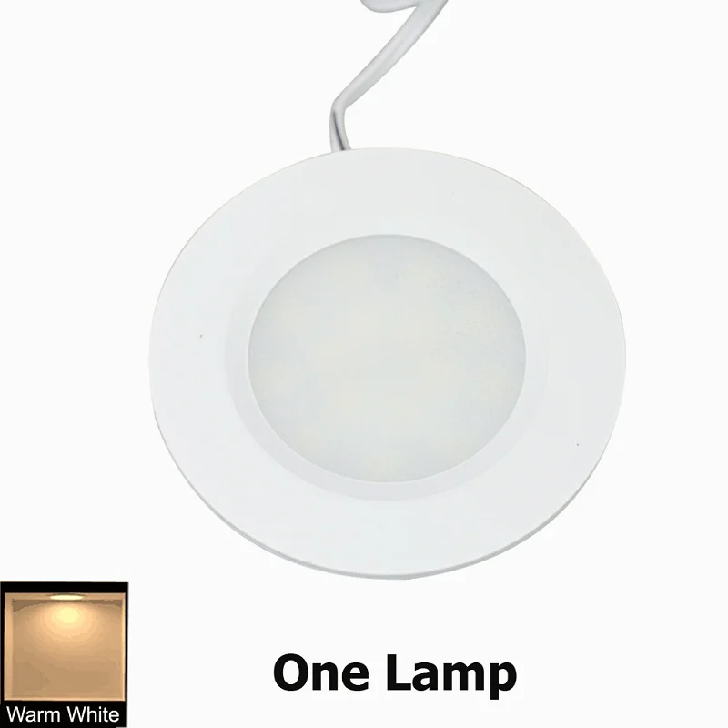Warm White Under Cabinet Lights Closet Lamp 12V/DC 3W LED Cupboard Light Aluminum Round Shape Lamps For Kitchen Counter Lighting Bookshelf - Цвет: Warm White