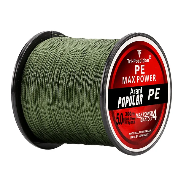 green TriPoseidon 300 м PE плетеная леска 4 нитей леска 8 10 15 20 25 30 40 50 60LB карп - Цвет: green