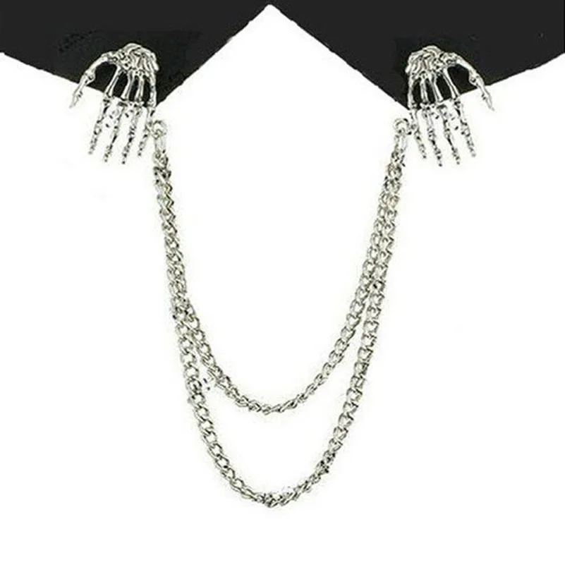 Модный готический панк стиль Двойная Цепочка кисточка Череп ручная одежда