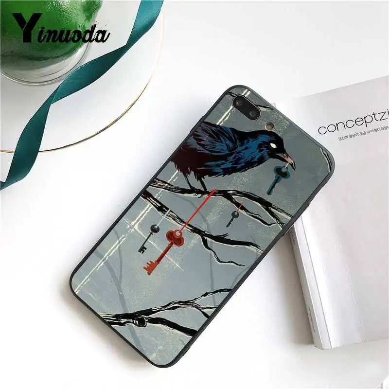 Yinuoda для iPhone 7 6 X Чехол Птицы черного ворона Топ дизайнерский чехол телефона 8 6S Plus 5