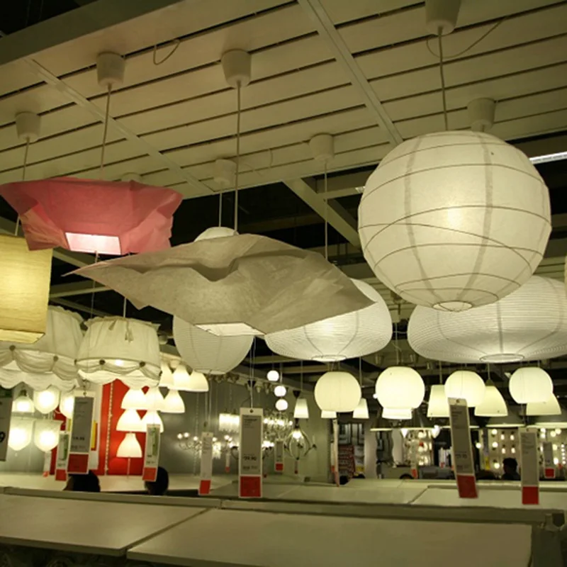 

WSFS Hot 2 pieces white hanging lampshade paper lamp 45x45cm Chinese Round Paper Lanterns Wedding Party household Hanging lamps