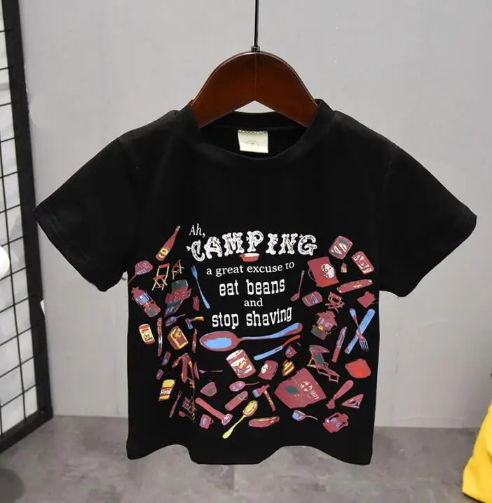 T-Shirt Комплекты для мальчиков коллекция года, Детский комплект, летняя одежда с шортами для мальчиков футболка с рисунком и штаны для детей, хлопковый костюм для малышей возрастом от 2 до 6 лет - Цвет: T-Shirt