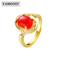 vamoosy dubai gold color ring open ring for womens inlaid colored natural stone big rings for women vintage jewelry mother gift