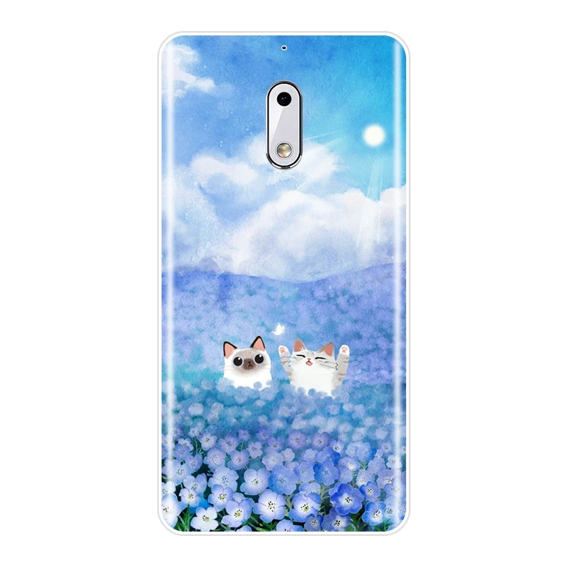 Чехол для Nokia 7 Plus X6 Kawaii кошка цветок Подсолнух симпатичный синий розовый