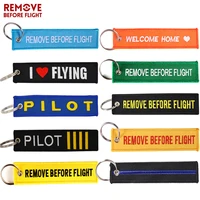remove before flight key chain luggage safety tag fashion embroidery oem motorcycles car key ring key fobs holder aviation gifts