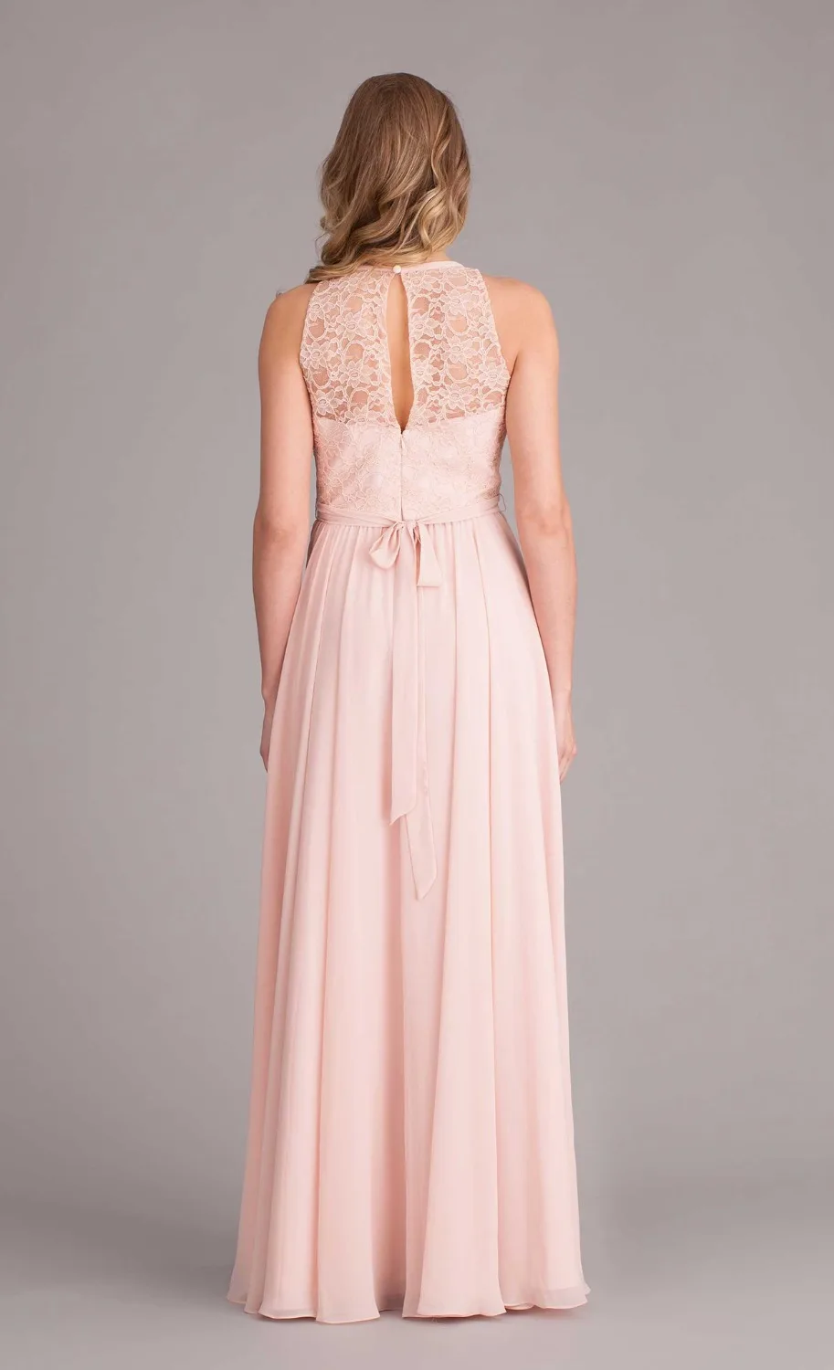 Stunning Chiffon Bridesmaid Dresses 2017 Lace Bodice Overlay High Illusion Neckline Long Wedding Party Gowns Prom Dress | Свадьбы и