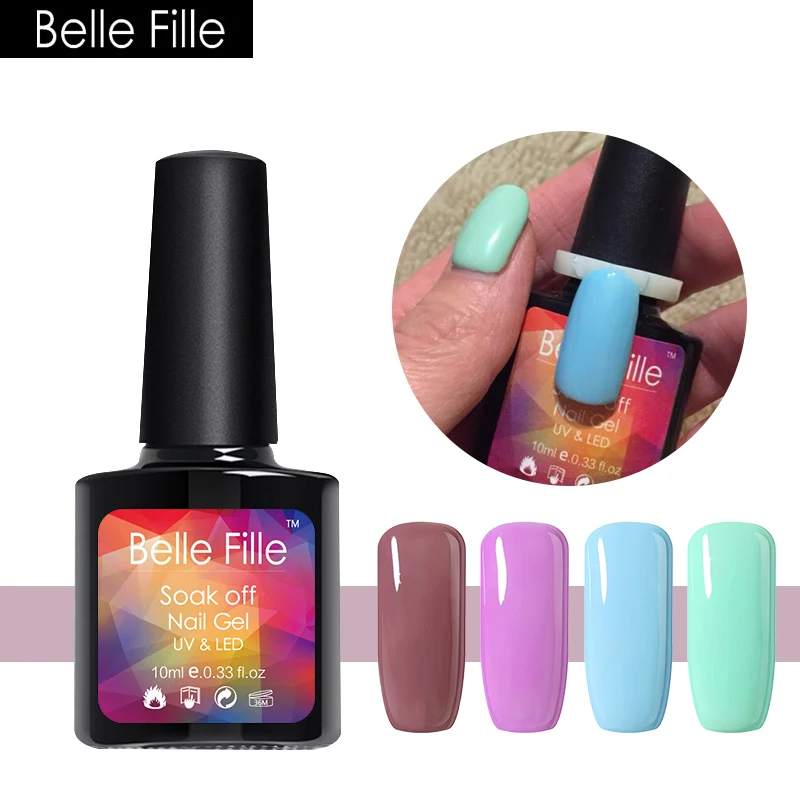 Belle Fille power Blue гель лак для ногтей Блестящий УФ отмачиваемый маникюра дизайн нужен