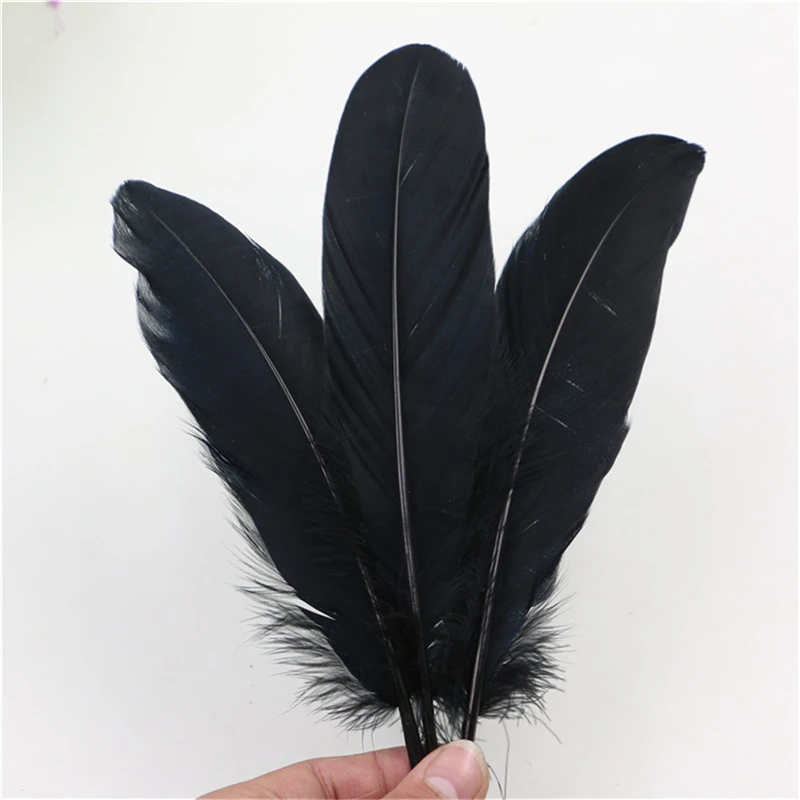 

500pcs black Natural Goose Feather Hat Clothing DIY Jewelry plumes 6-8 inches 15-20 cm