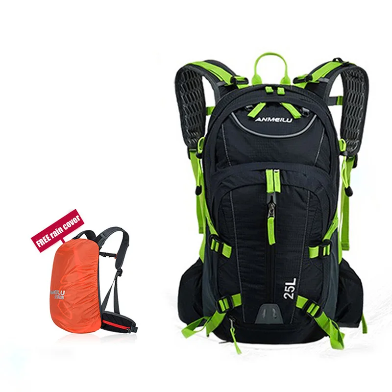 black-green ANMEILU 25L водонепроницаемый унисекс велосипедный рюкзак Открытый спортивный рюкзак с дождевиком и сеткой для шлема для кемпинга пешего туризма - Цвет: black-green