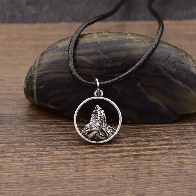 SanLan Nature Mountain Camping Round Charms Pendant Leather Cord Necklace Climber Club Gift Jewelry | Украшения и аксессуары