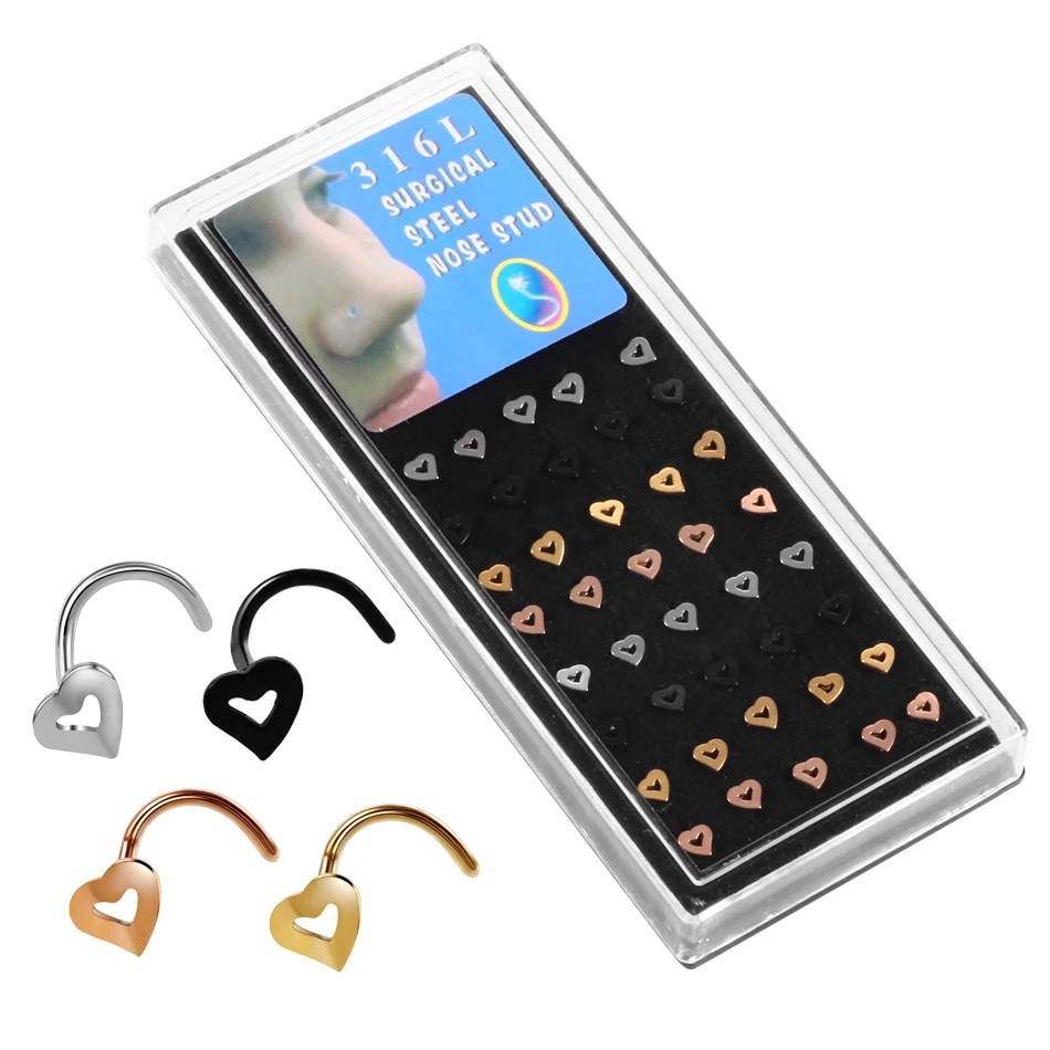 40 шт./лот пирсинг носа из стали серьги гвоздики розового золота для пирсинга