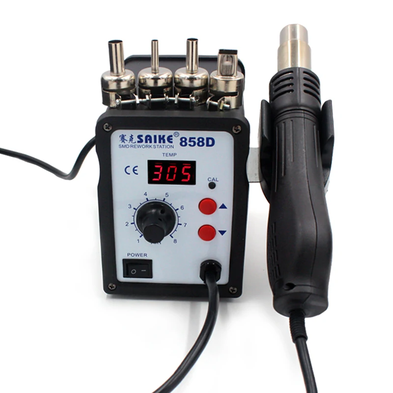 Паяльная станция Saike 858D + 110 В/220 В светодиодная цифровая система ESD пистолет с
