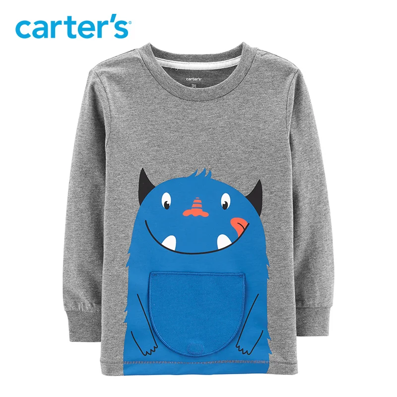 Carters Monster Peek A Boo/футболка весна 2019 милая хлопковая футболка с длинными рукавами и