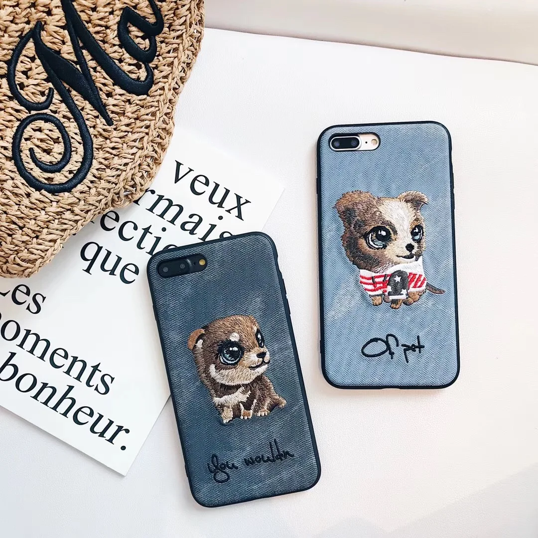 Милый 3D вышивка собака породы Шнауцер Pet Чехол для iPhone Xs MAX Xr X 6 6splus 7 8plus мягкая