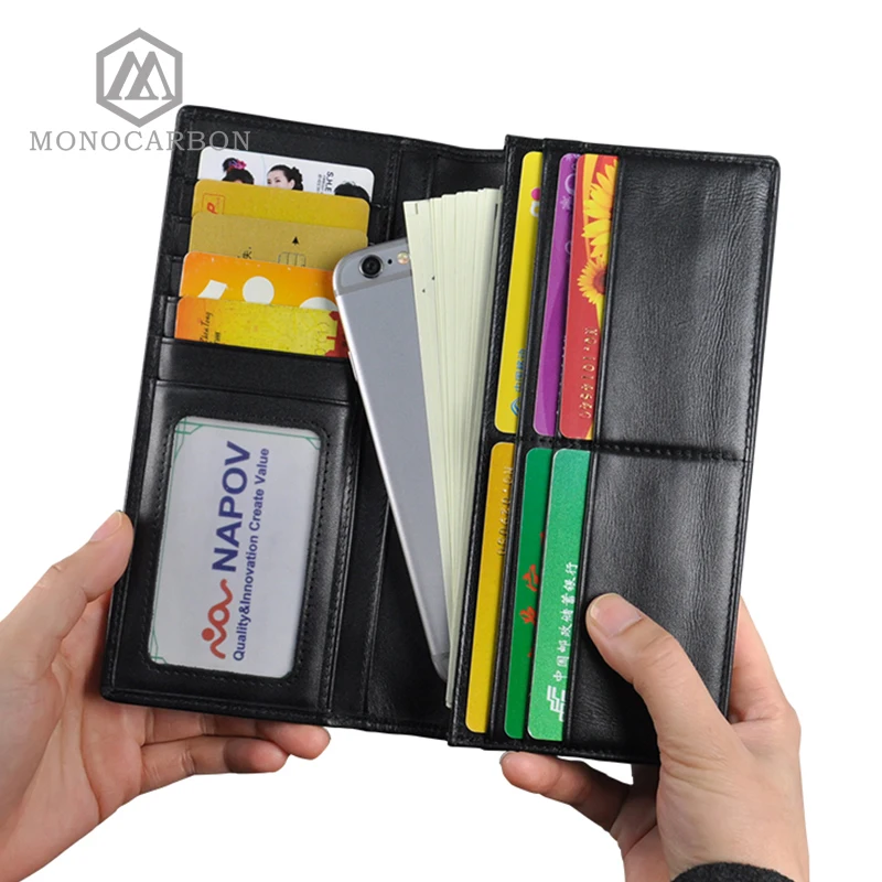 MONOCARBON Мужская и женская сумка из натуральной кожи унисекс длинный дорожный