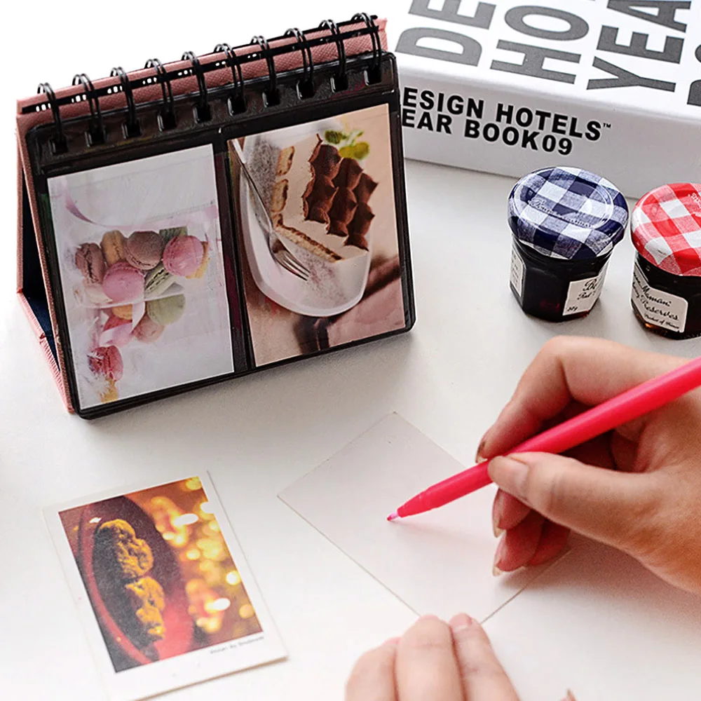 Мини Портативный 68 карманов Настольный календарь альбом фото свадьбы Детские