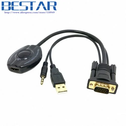 Вход VGA для ПК и ноутбука питание от USB 3 5 мм преобразователь аудиосигнала в HDMI
