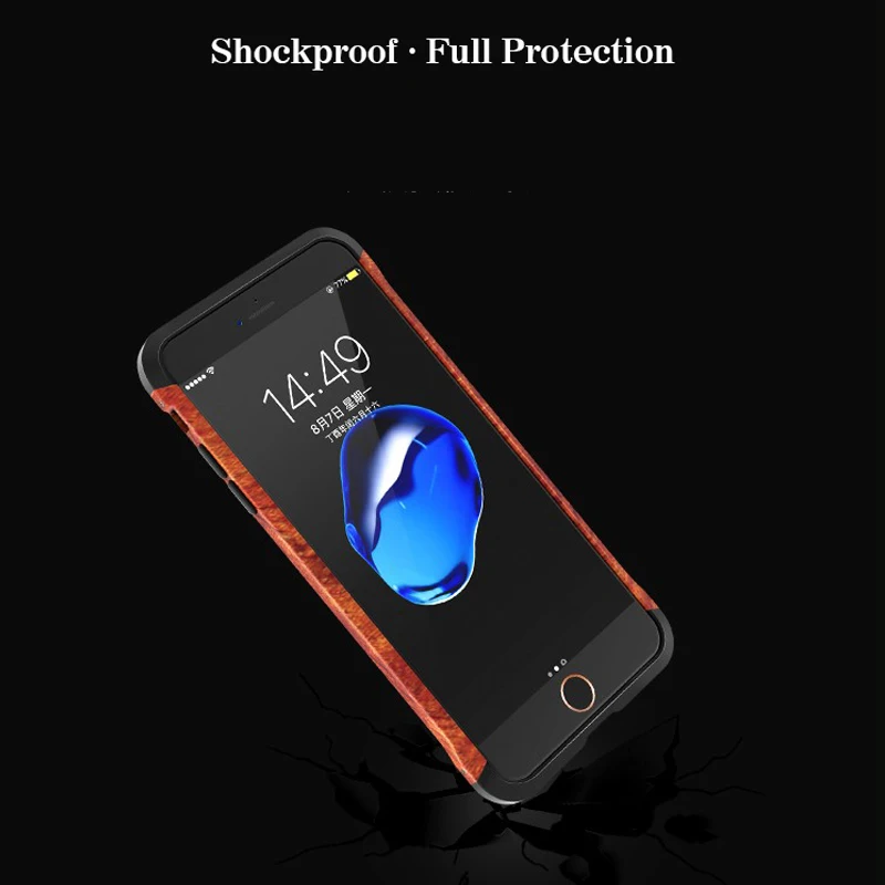 Для iPhone 6 6S чехол Роскошный аксессуар Фирменная алюминиевая металлическая рамка+ натуральная древесина Броня защитный противоударный задний Чехол для телефона чехол