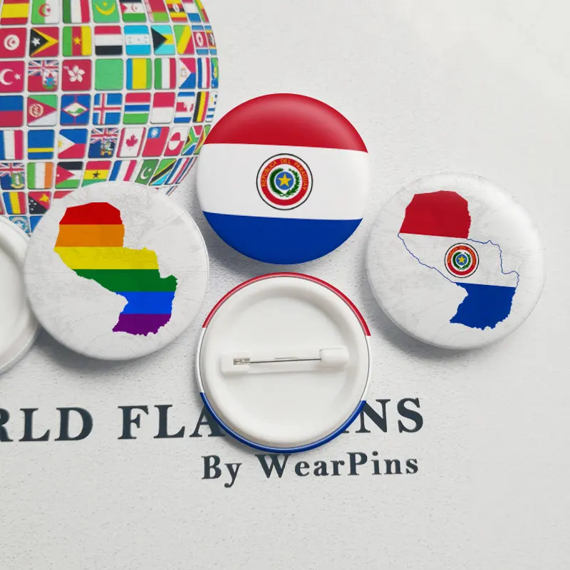 Жестяные значки кнопки ЛГБТ с флагом Парагвая|Броши| |