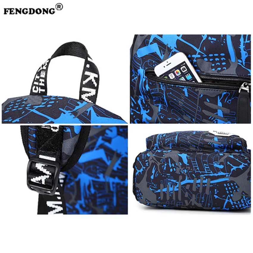 Fengdong мужской рюкзак для подростков ноутбук backbag молодежи Водонепроницаемый