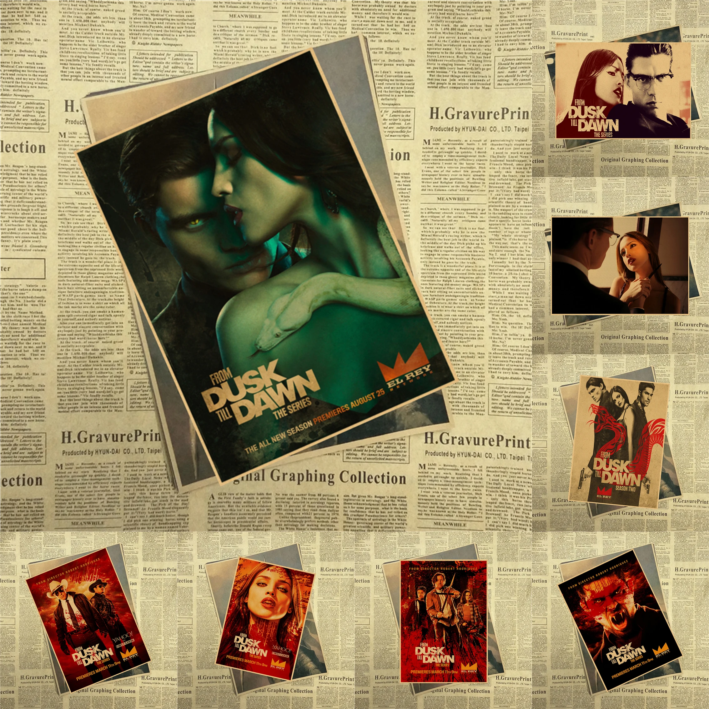 С заката до рассвета серия core Robot Rodriguez Винтажный Фильм плакат из крафт бумаги