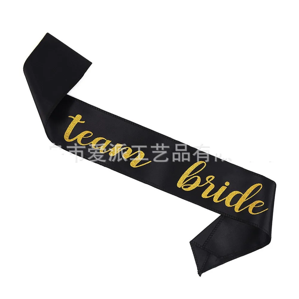 6 шт. белый пояс для невесты с черной командой девичник девичника свадебной